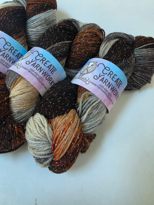Fox in the Shadows in Silver Sparkle Superwash Merino Blend  Fingering Weight Yarn