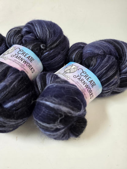 Navy in Cormo/ Rose Fiber/ Baby Alpaca custom blend Top 4oz braid