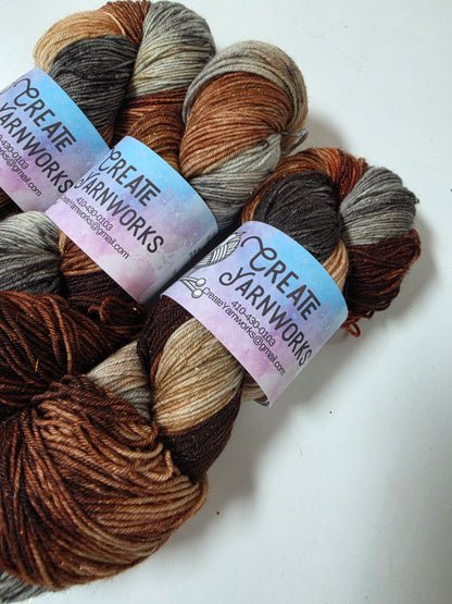 Fox in the Shadows in Gold Sparkle Superwash Merino Blend Fingering Weight Yarn