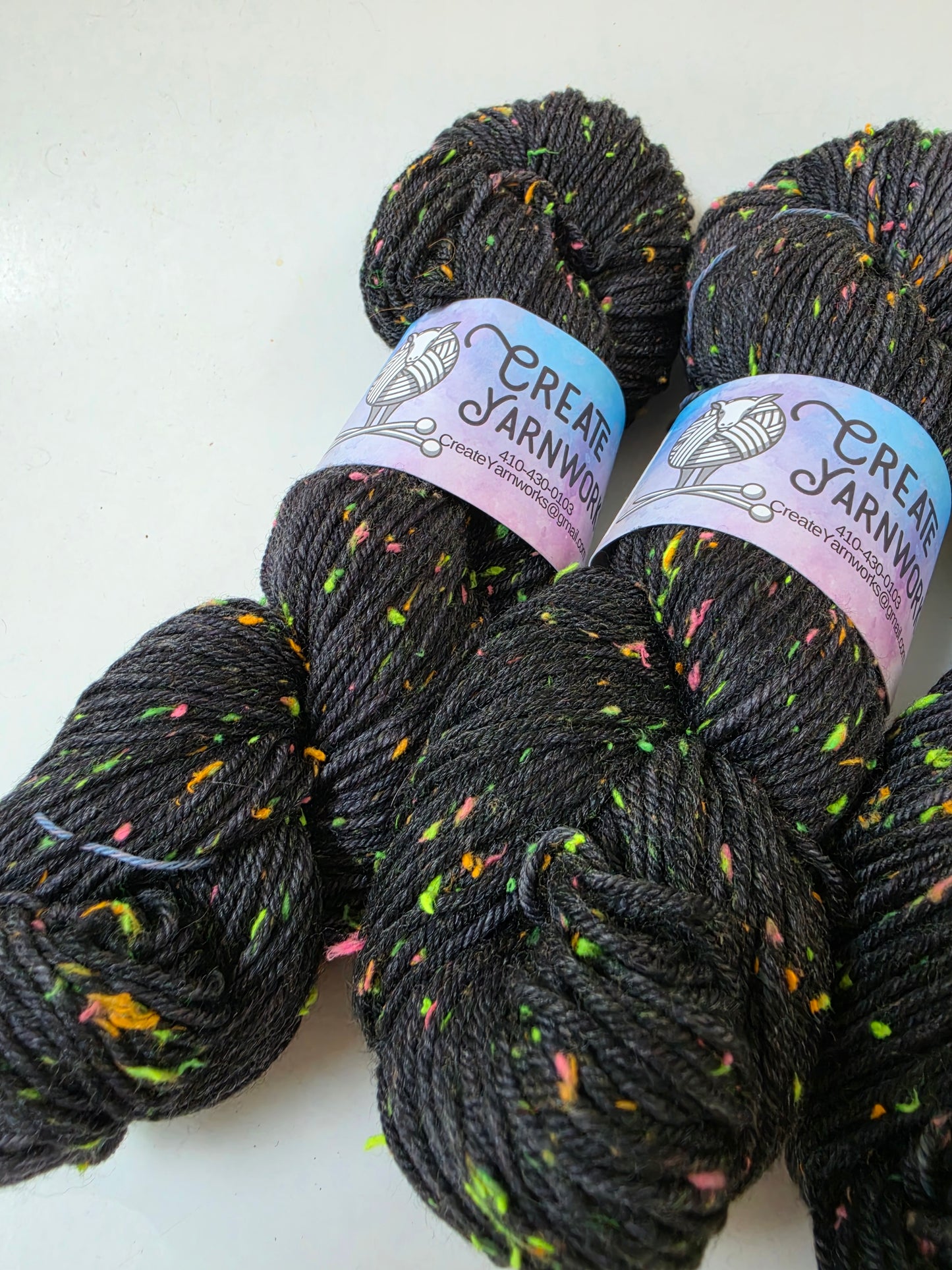 Almost Black in DK Merino Neon Tweed Yarn