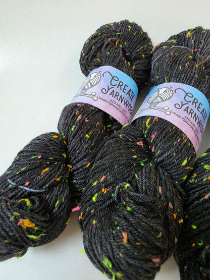 Almost Black in DK Merino Neon Tweed Yarn