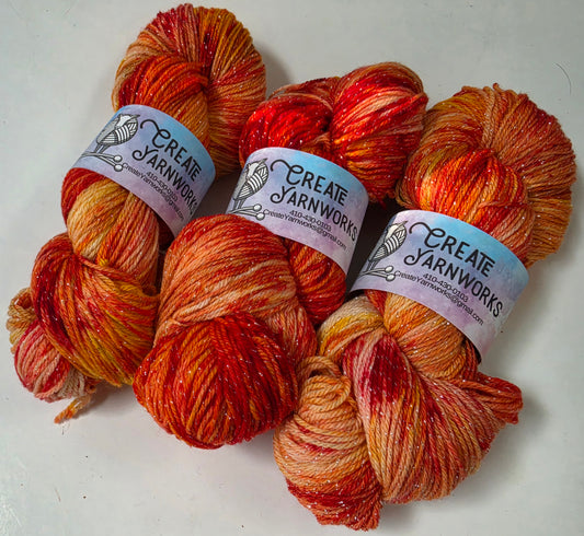 Eastern Shore Sunrise in Silver Sparkle Superwash Merino Blend  Fingering Weight Yarn