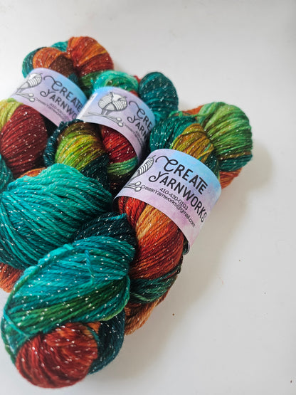 Tortoise Shell in Silver Sparkle Superwash Merino Blend  Fingering Weight Yarn