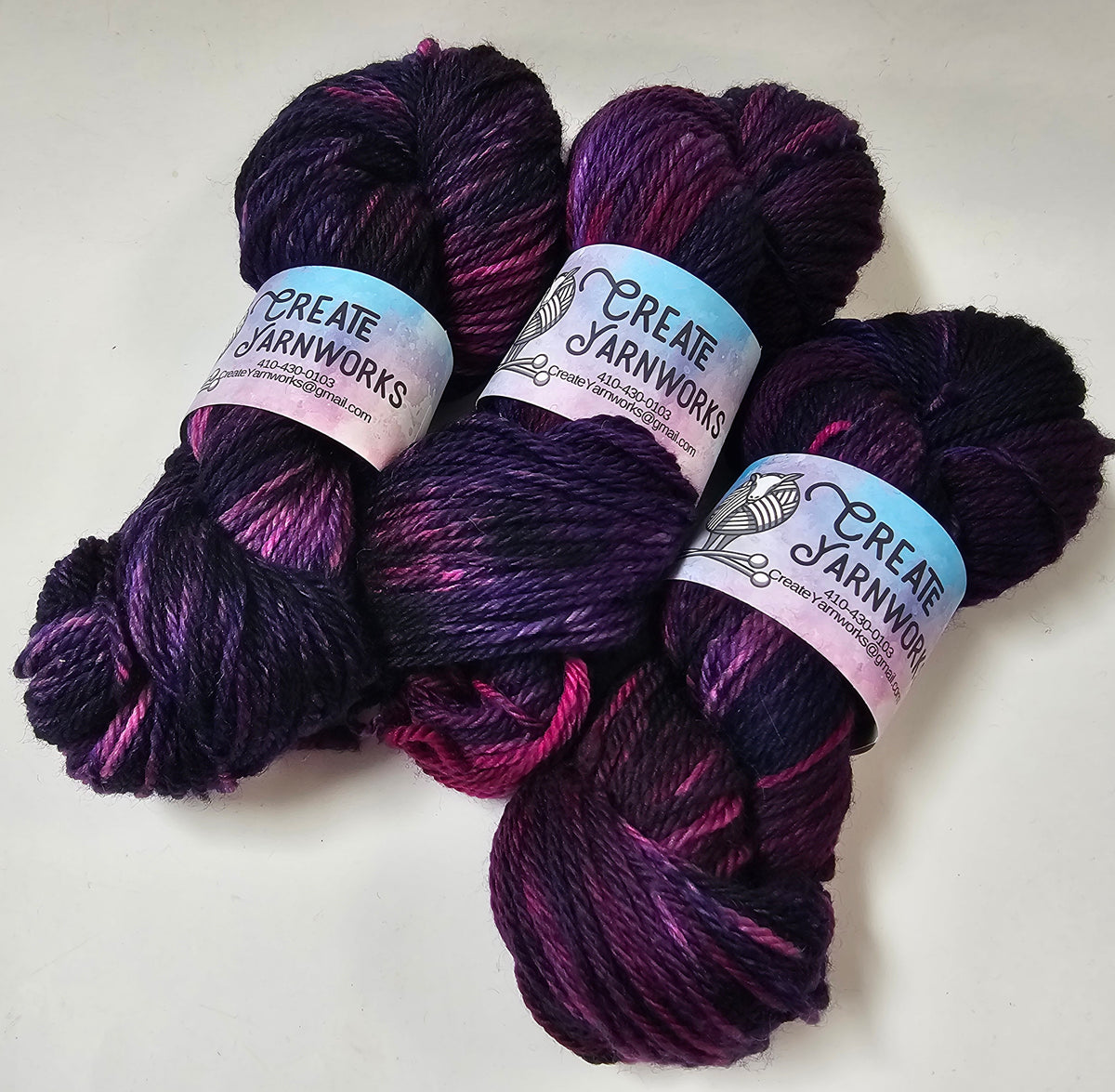 Purples in Superwash Bluefaced Leicester (BFL) Worsted Weight Yarn