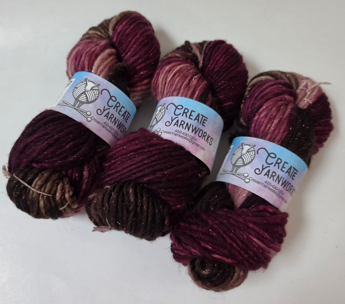 Burgundy Bark in Silver Sparkle Superwash Merino Blend  Super Bulky Weight Yarn