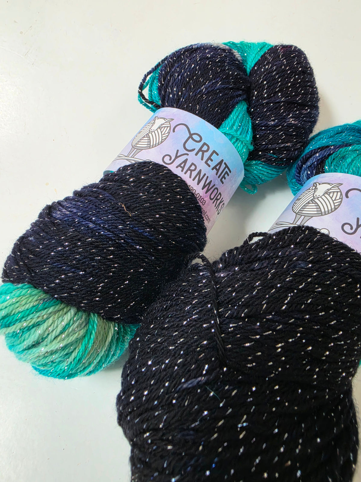 Mermaid's Tide in Silver Sparkle Superwash Merino Blend  Fingering Weight Yarn