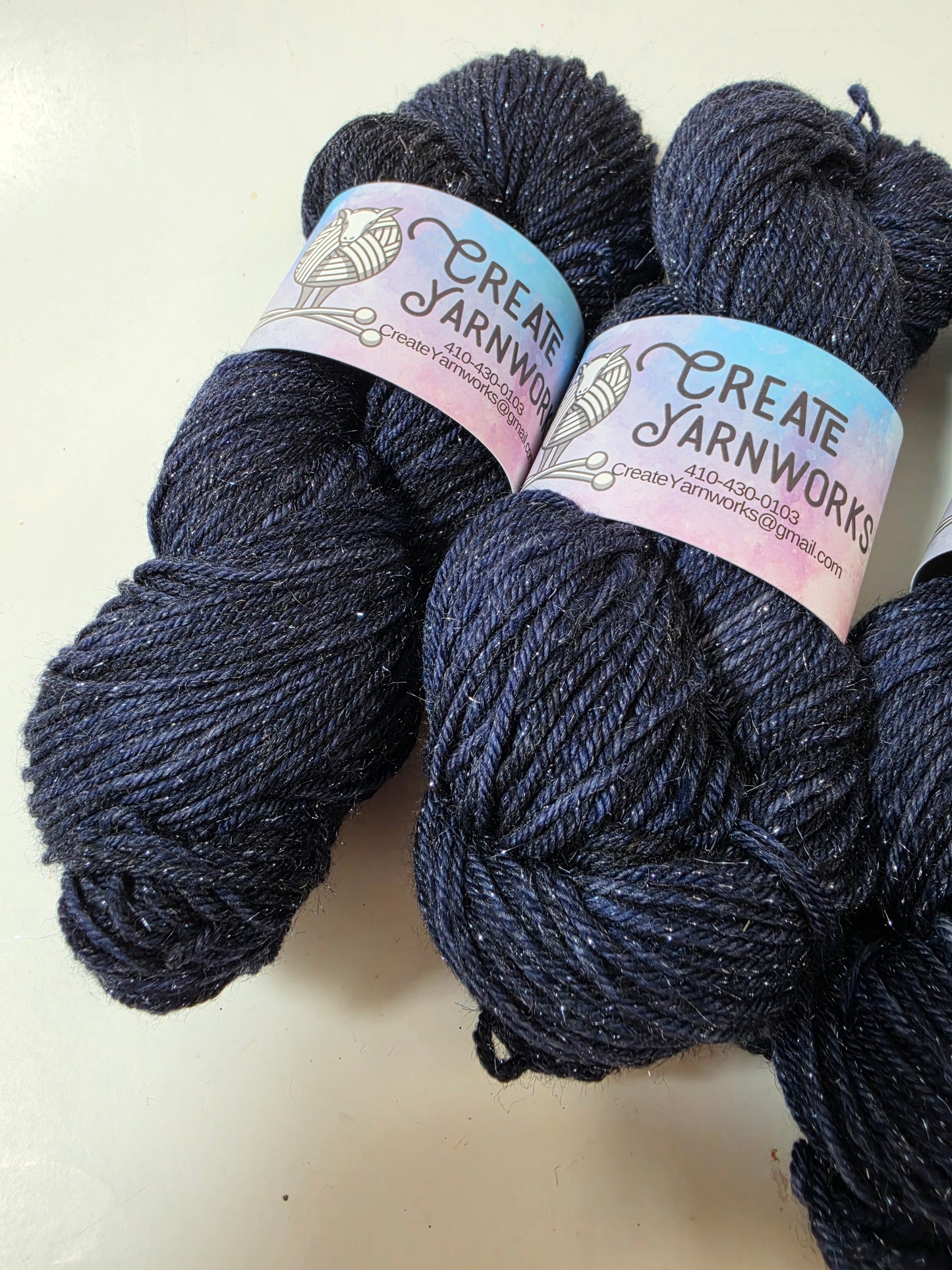 Navy in Silver Shimmer DK Weight Yarn