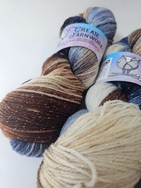 I Wanna Be a Cowboy in Silver Sparkle Superwash Merino Blend  Fingering Weight Yarn