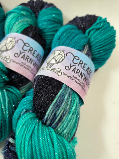 Mermaid's Tide in Silver Sparkle DK Weight Yarn