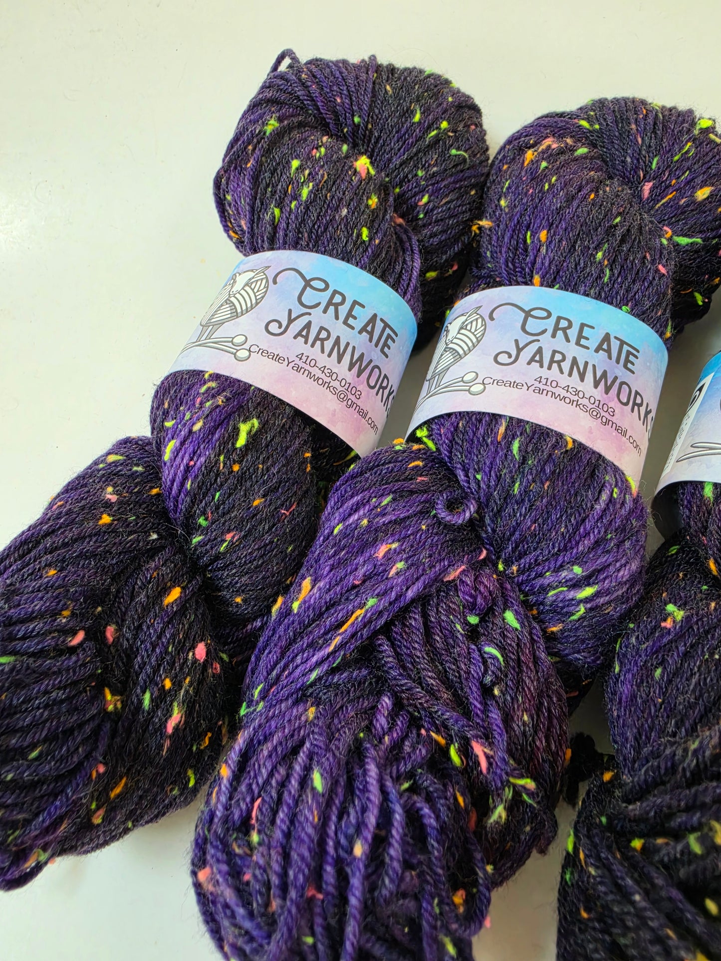 Purples in DK Merino Neon Tweed Yarn