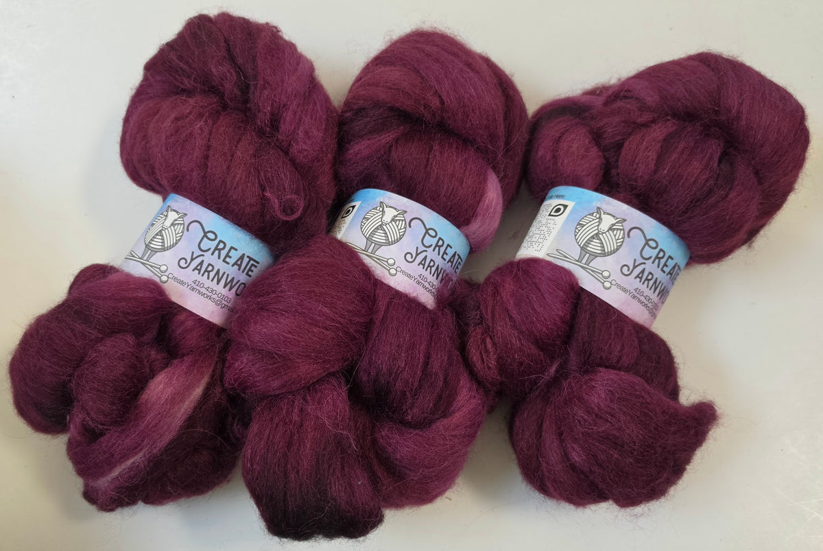 Wine Country in Baby Alpaca / Tussah Silk custom blend Top 4oz braid