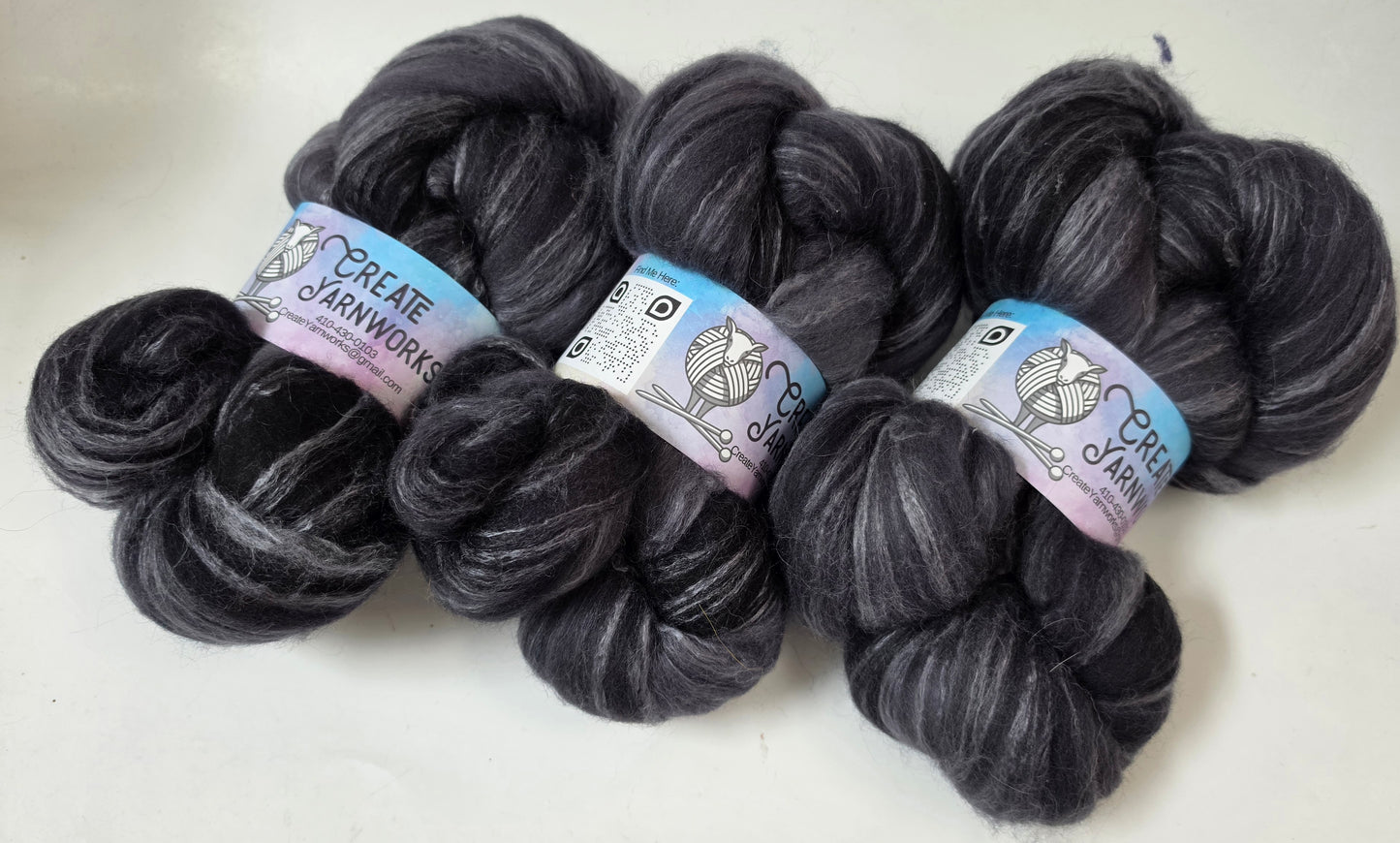 Almost Black in Cormo/ Rose Fiber/ Baby Alpaca custom blend Top 4oz braid