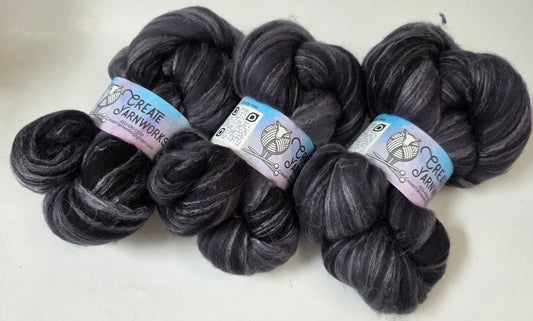 Almost Black in Cormo/ Rose Fiber/ Baby Alpaca custom blend Top 4oz braid