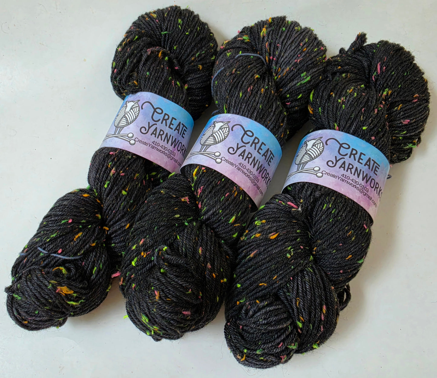 Almost Black in DK Merino Neon Tweed Yarn