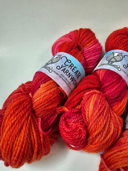 Hibiscus Heat in Superwash Bluefaced Leicester (BFL) Worsted Weight Yarn