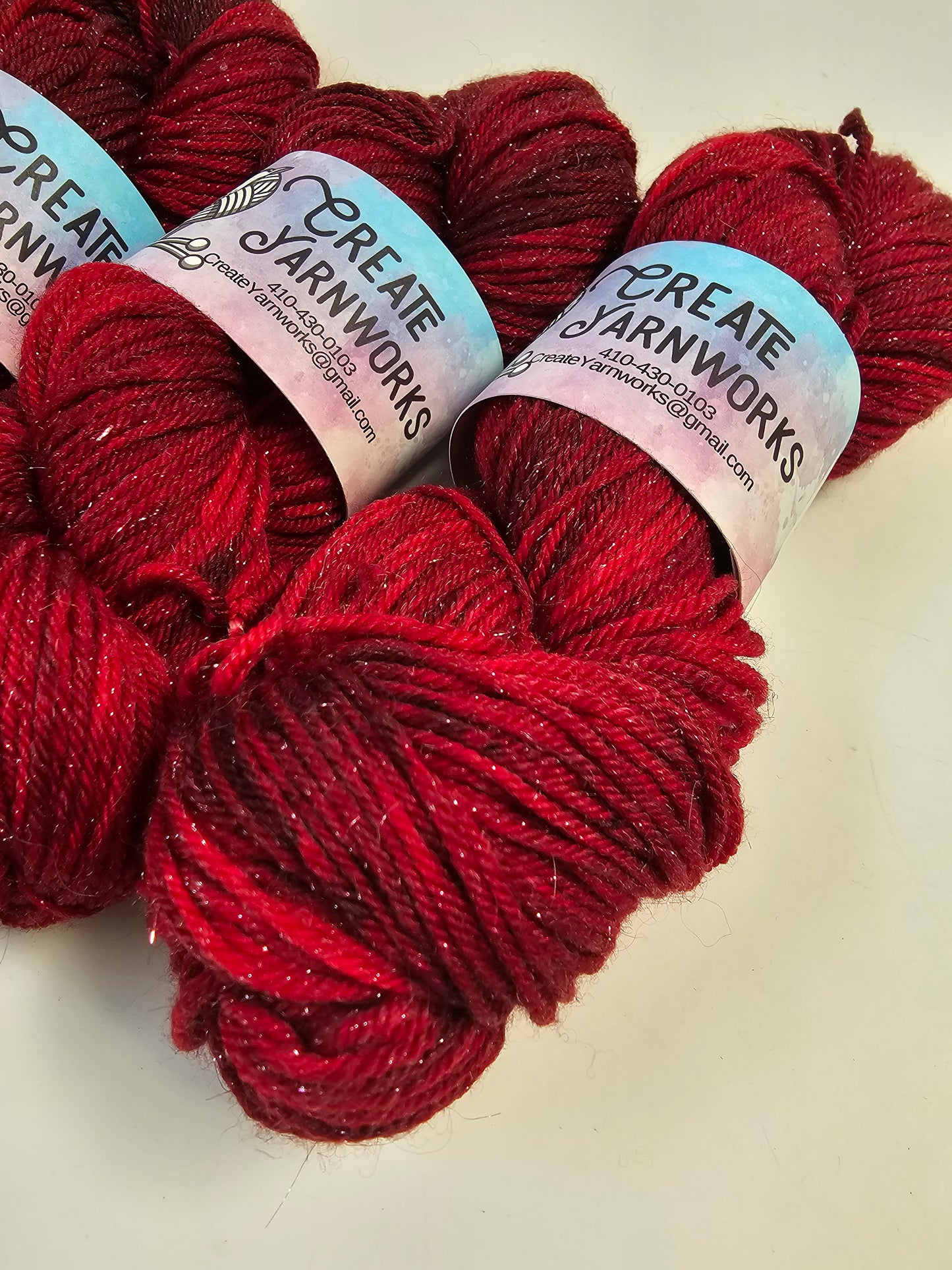 Ragin' Red in Silver Sparkle DK Weight Yarn