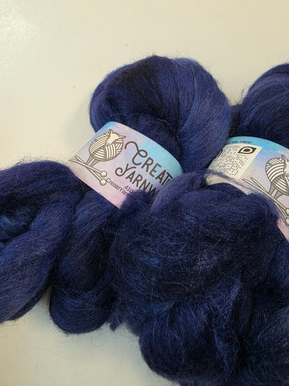 Navy in Baby Alpaca / Tussah Silk custom blend Top 4oz braid