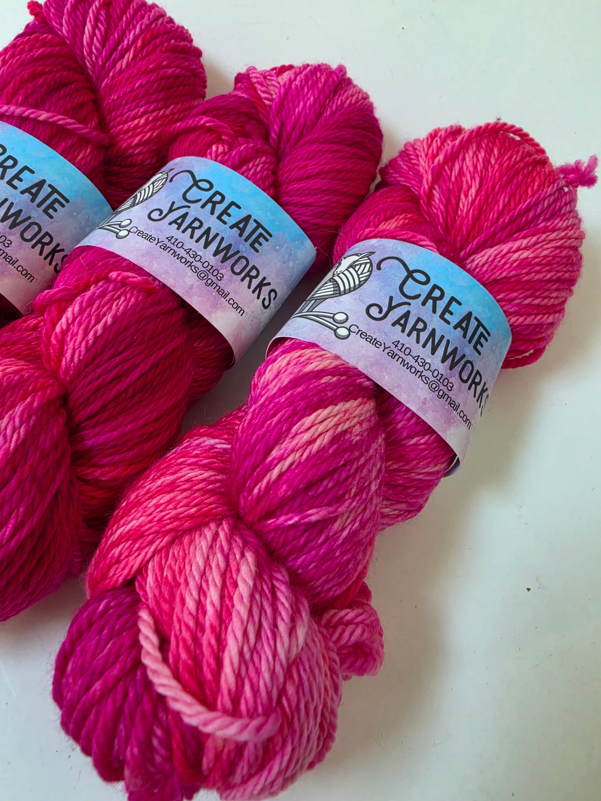 Pretty in Pink in Superwash Merino Worsted Weight Yarn