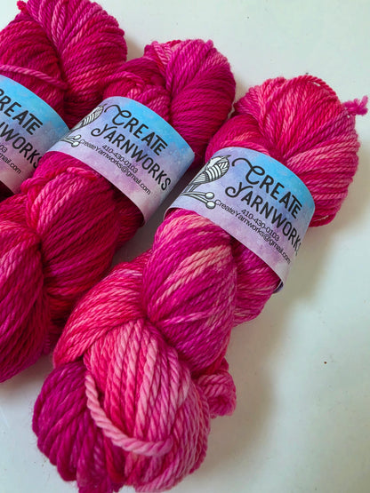 Pretty in Pink in Superwash Merino Worsted Weight Yarn