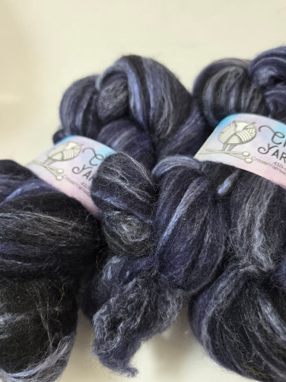 Navy in Cormo/ Rose Fiber/ Baby Alpaca custom blend Top 4oz braid