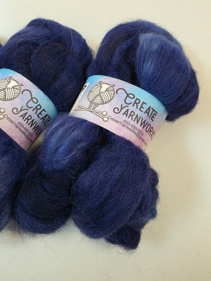 Navy in Baby Alpaca / Tussah Silk custom blend Top 4oz braid