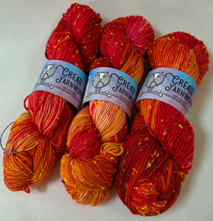 Hibiscus Heat in DK Merino Neon Tweed Yarn