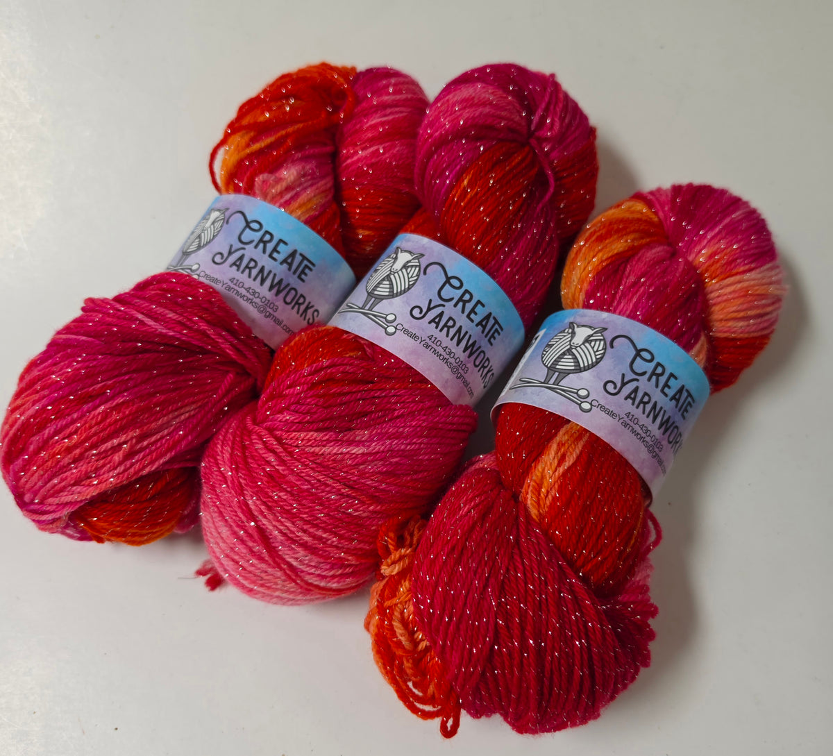 Hibiscus Heat in Silver Sparkle Superwash Merino Blend  Fingering Weight Yarn