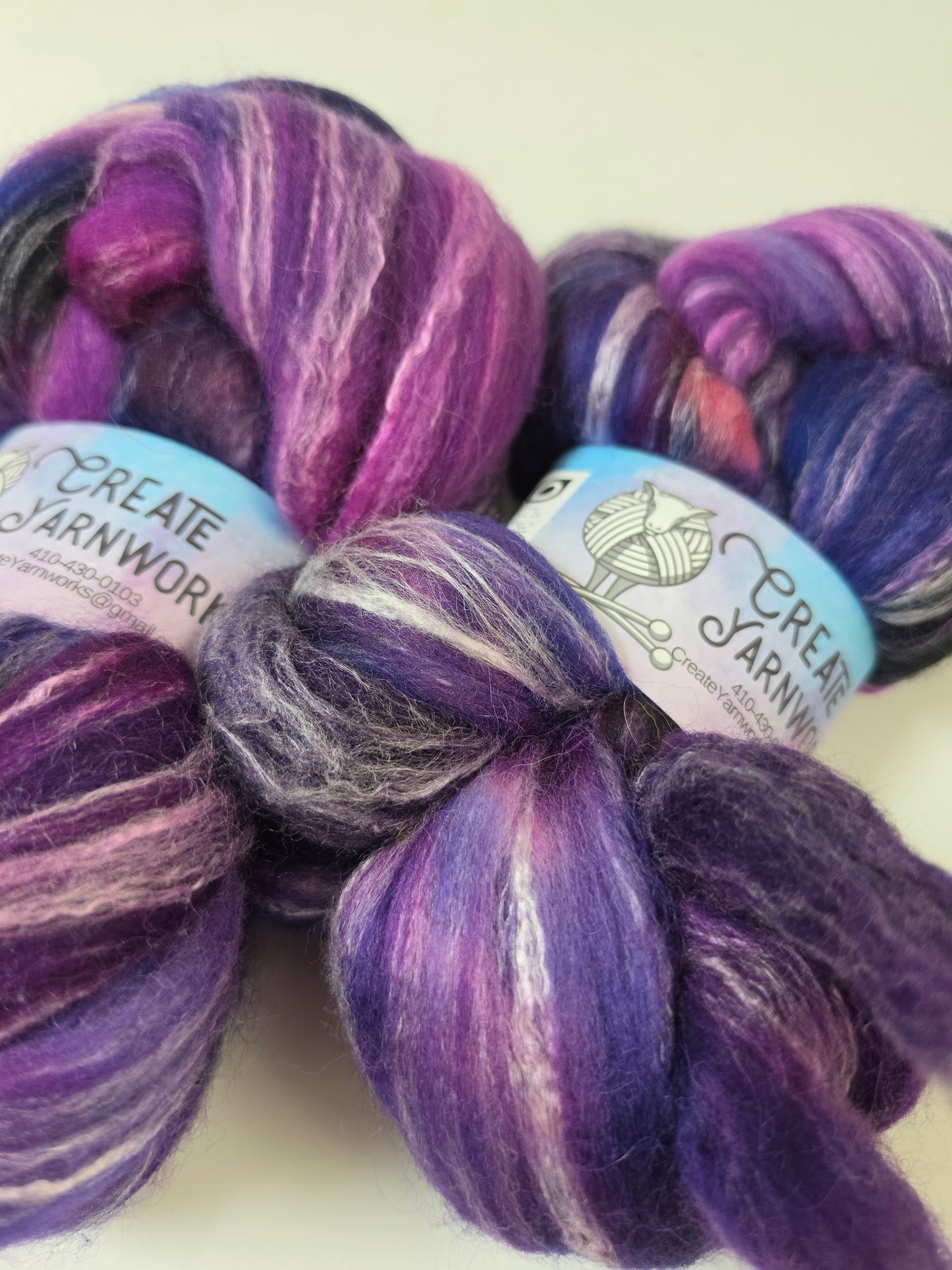 Purples in Cormo/ Rose Fiber/ Baby Alpaca custom blend Top 4oz braid