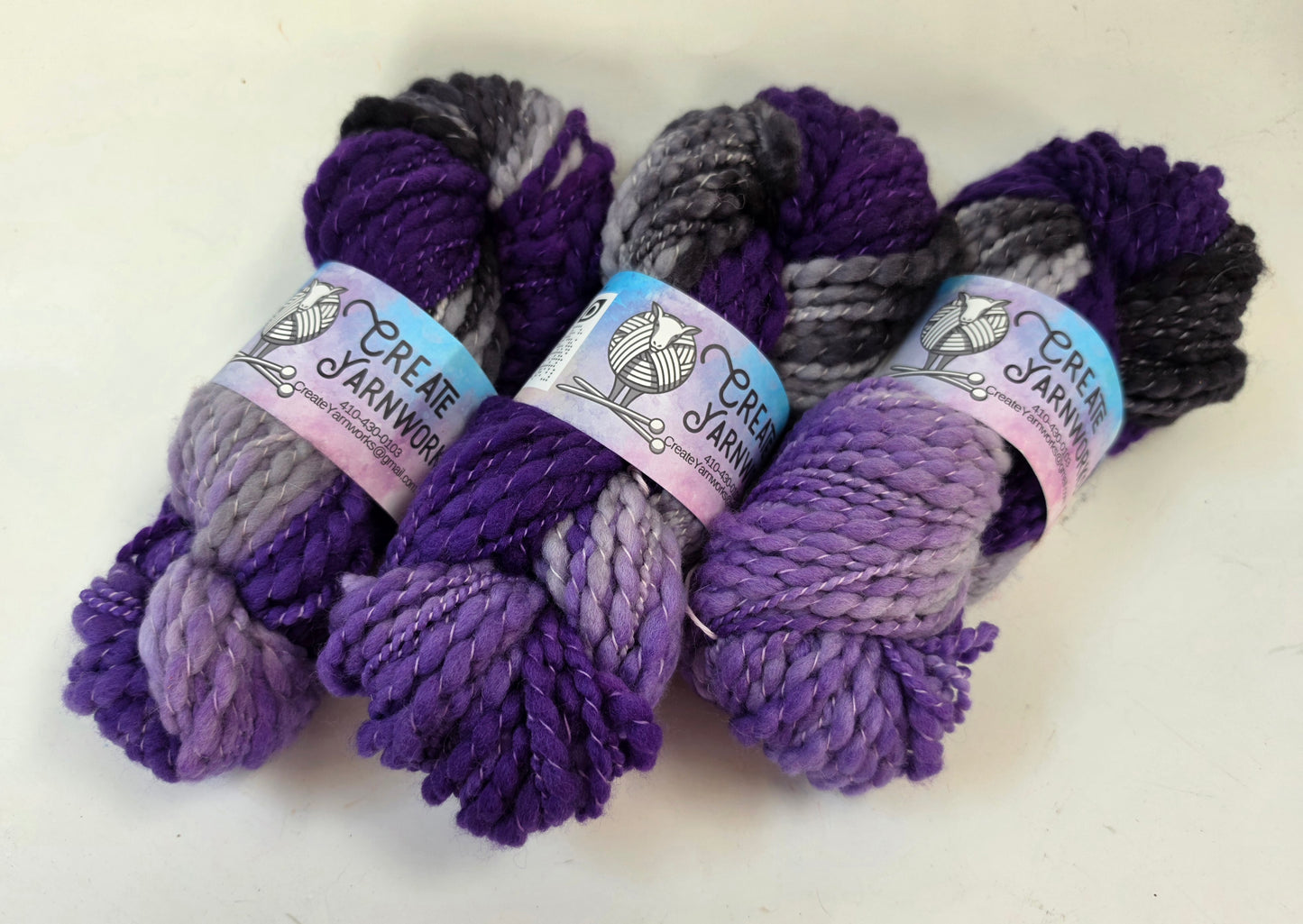 Purple Rain in Thick n Thin 100% Superwash Merino Bulky Yarn