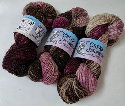 Burgundy Bark in Silver Shimmer DK Weight Yarn