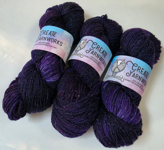 Purples in Silver Shimmer DK Weight Yarn