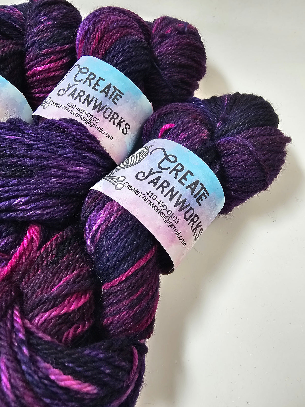 Purples in Superwash Bluefaced Leicester (BFL) Worsted Weight Yarn