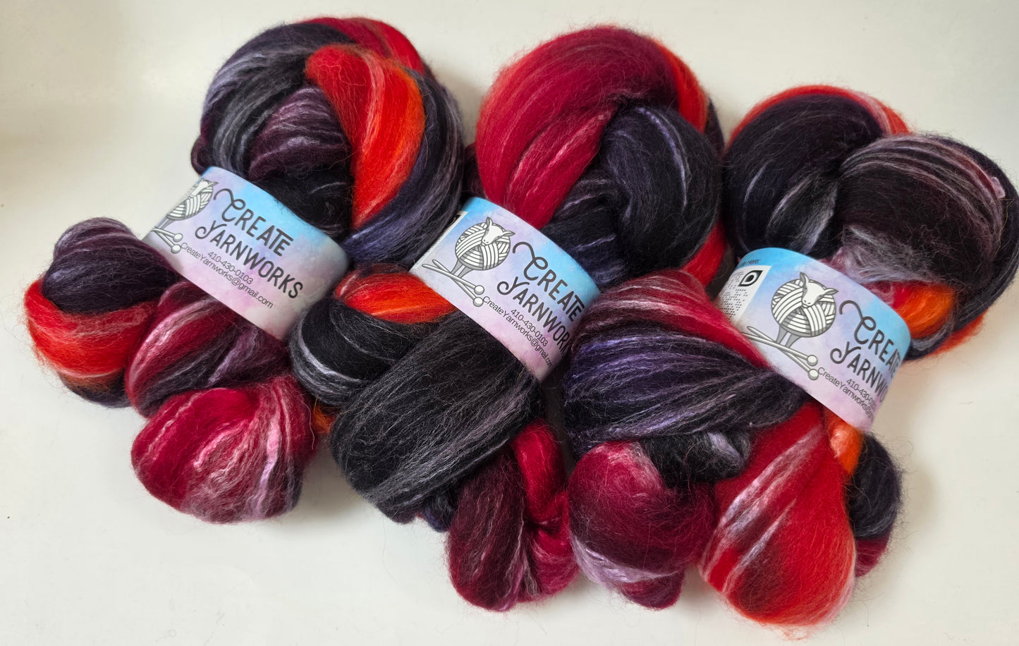 OOAK Navy/Red in Cormo/ Rose Fiber/ Baby Alpaca custom blend Top 4oz braid