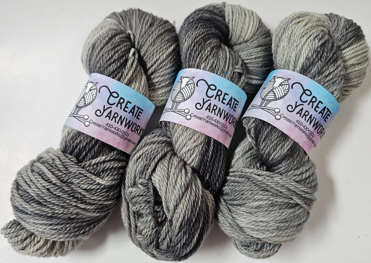 Stormy Skies in Superwash Bluefaced Leicester (BFL) Worsted Weight Yarn