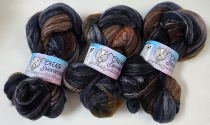 I Wanna Be a Cowboy in Cormo/ Rose Fiber/ Baby Alpaca custom blend Top 4oz braid