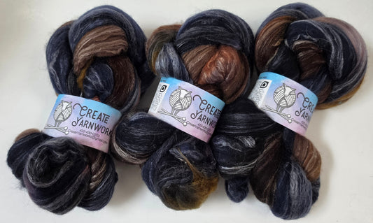 I Wanna Be a Cowboy in Cormo/ Rose Fiber/ Baby Alpaca custom blend Top 4oz braid