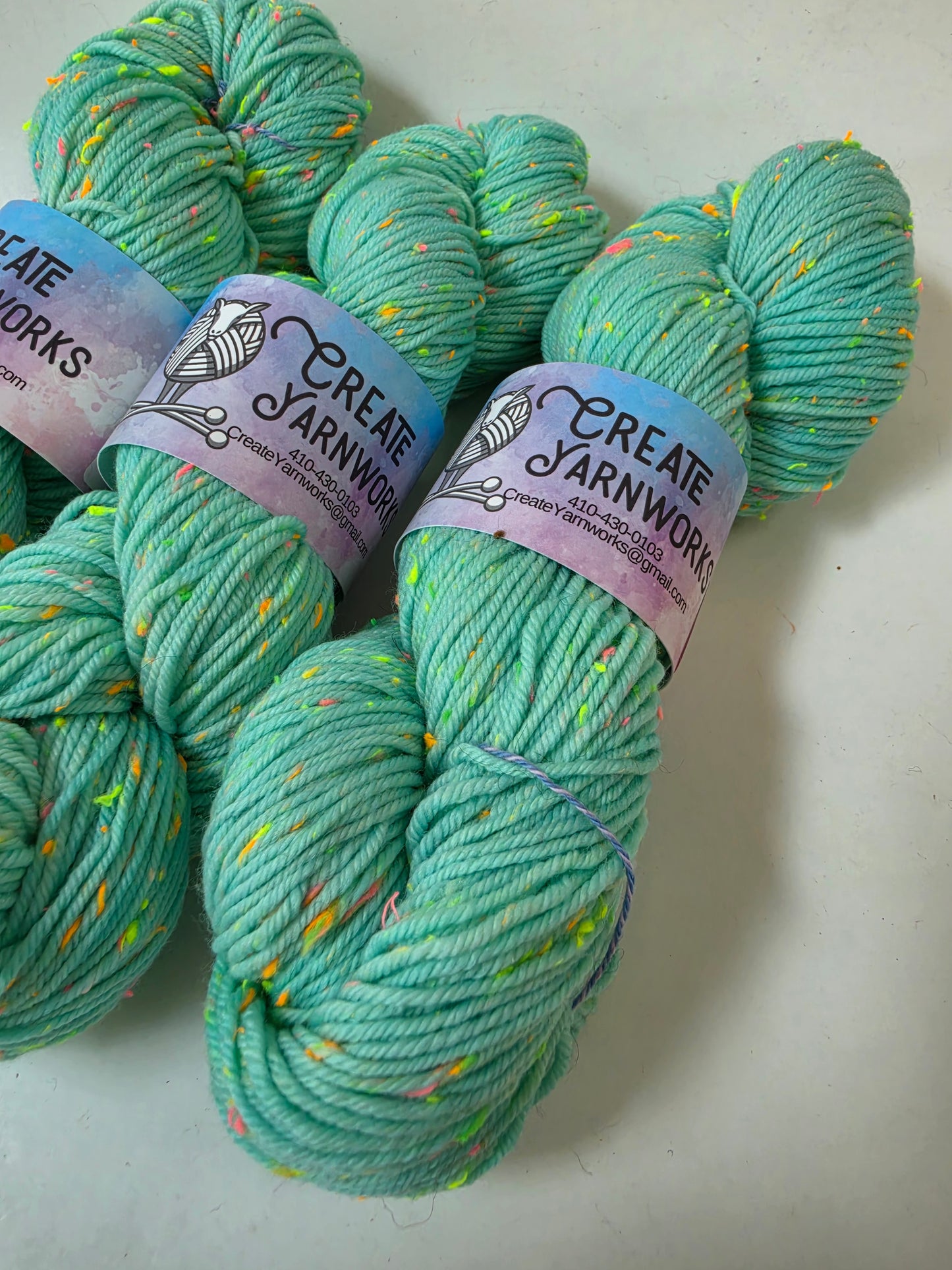Breakfast at Tiffany's in DK Merino Neon Tweed Yarn
