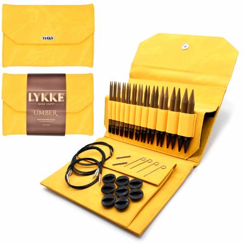 Lykke Umber 5" Interchangeable Circular Needles Full Set in Dandelion Denim Case