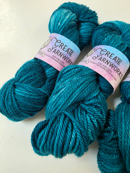 Tempting Teal in Superwash Merino Worsted Weight Yarn