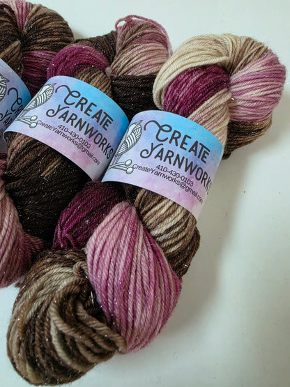 Burgundy Bark in Silver Shimmer DK Weight Yarn