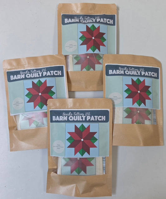 Poinsettia Barn Quilt Patch Needle Felting Kit