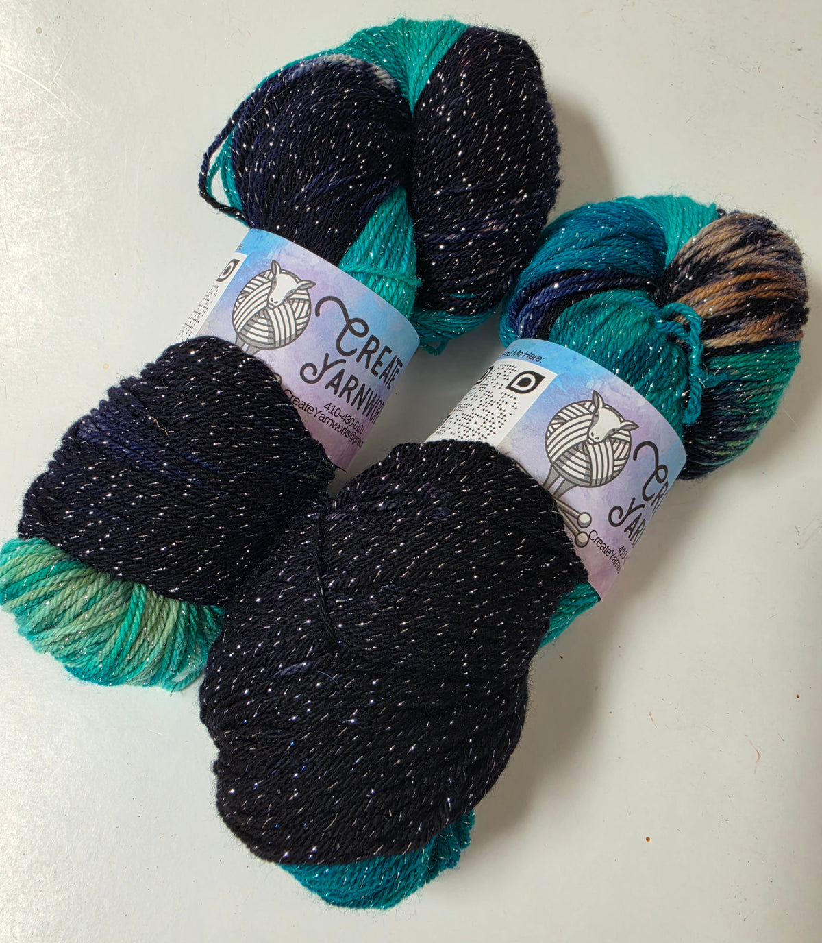 Mermaid's Tide in Silver Sparkle Superwash Merino Blend  Fingering Weight Yarn