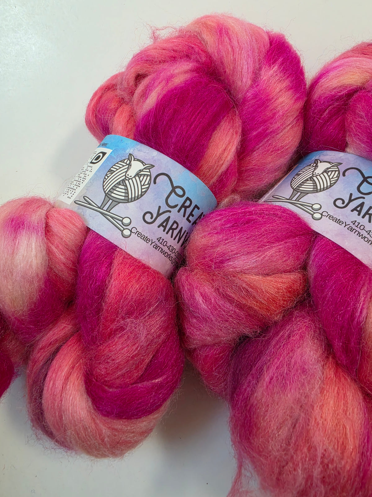 Pretty in Pink in Baby Alpaca / Tussah Silk custom blend Top 4oz braid