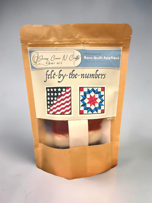 Set of 2 USA Barn Quilt Patch Needle Felting Kit