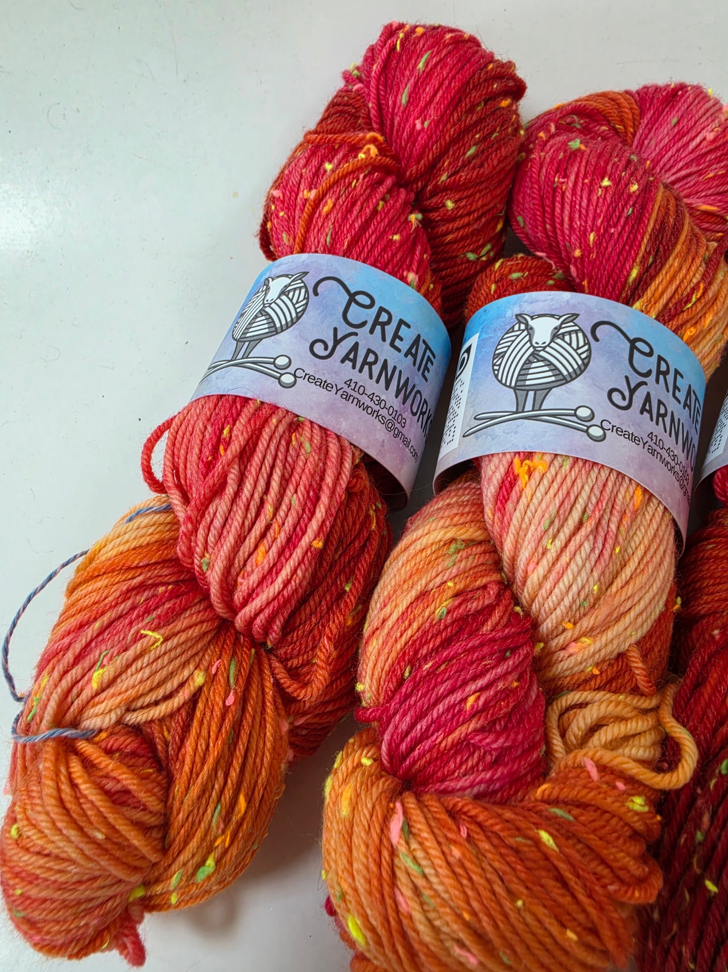 Hibiscus Heat in DK Merino Neon Tweed Yarn