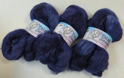 Navy in Baby Alpaca / Tussah Silk custom blend Top 4oz braid