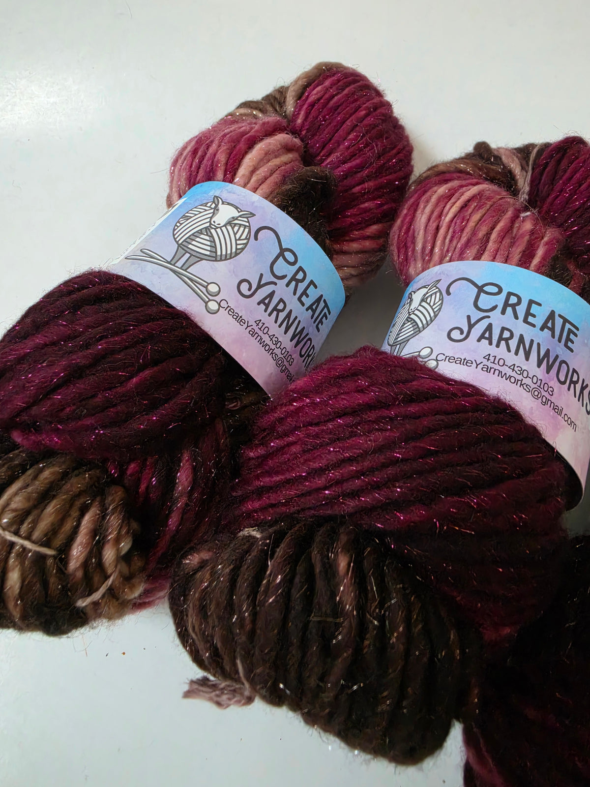 Burgundy Bark in Silver Sparkle Superwash Merino Blend  Super Bulky Weight Yarn