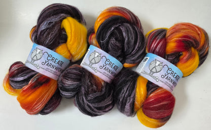Mountain Sunset in Cormo/ Rose Fiber/ Baby Alpaca custom blend Top 4oz braid