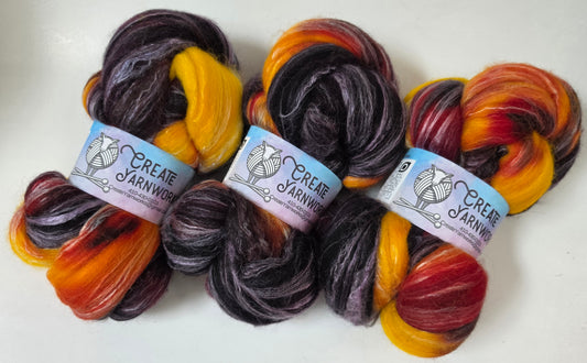 Mountain Sunset in Cormo/ Rose Fiber/ Baby Alpaca custom blend Top 4oz braid
