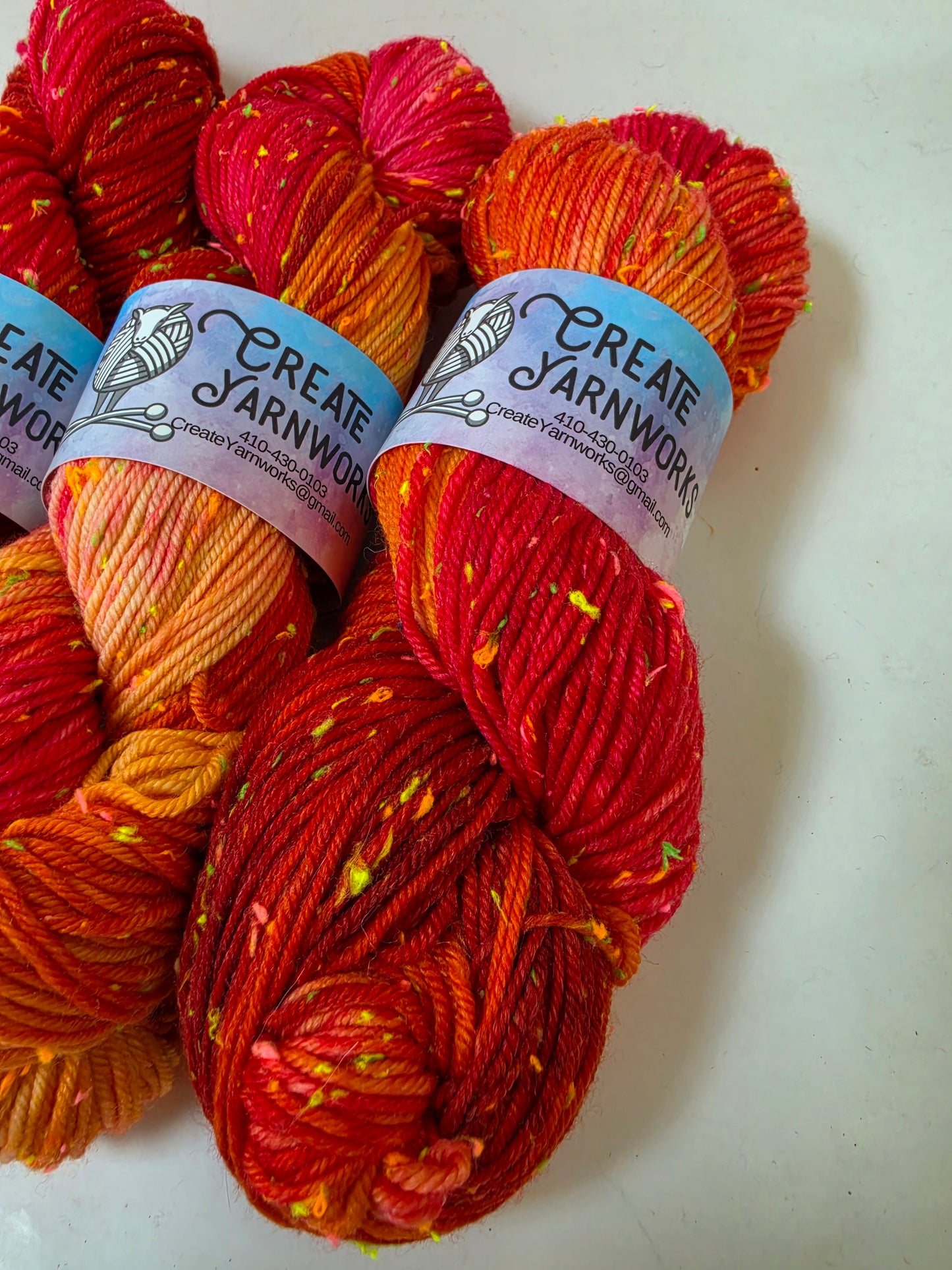 Hibiscus Heat in DK Merino Neon Tweed Yarn